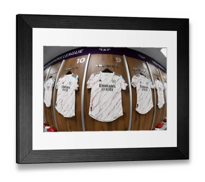 Framed Print : Arsenal Women's Champions League Quarterfinal: Match Shirts in Arsenal Dressing Room vs Paris Saint-Germain, San Sebastian (2020) Framed Print : Arsenal Women's Champions League Quarterfinal: Match Shirts in Arsenal Dressing Room vs Paris Saint-Germain, San Sebastian (2020)