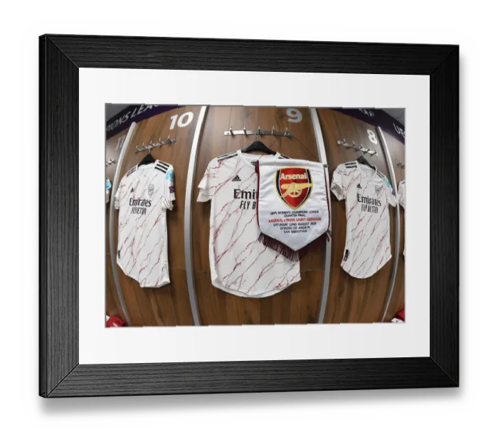 Framed Print : Arsenal vs Paris Saint-Germain: Women's UEFA Champions League Quarterfinal - Match Shirts