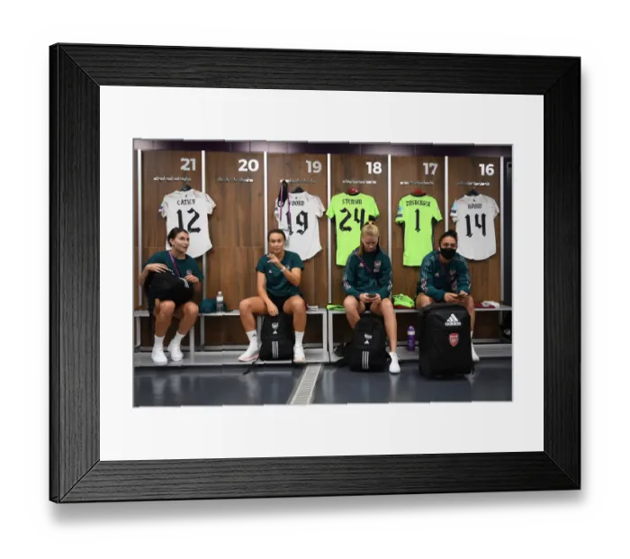 Framed Print : Arsenal Women's Squad in the Changing Room Before UEFA Champions League Quarterfinal vs Paris Saint-Germain Framed Print : Arsenal Women's Squad in the Changing Room Before UEFA Champions League Quarterfinal vs Paris Saint-Germain
