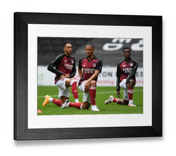 Framed Print : Arsenal's William Saliba Prepares for MK Dons Friendly