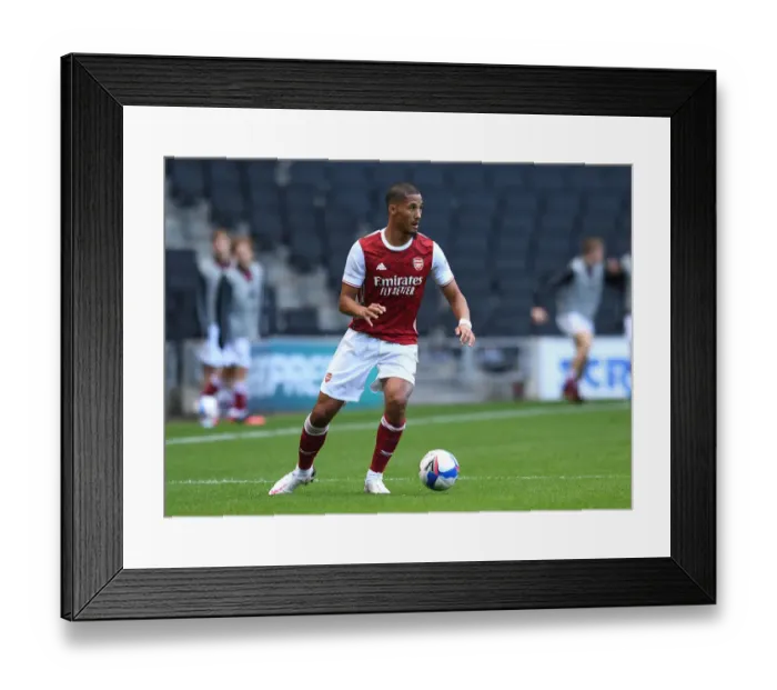 Framed Print : William Saliba's Standout Performance: Arsenal's Pre-Season Victory over MK Dons Framed Print : William Saliba's Standout Performance: Arsenal's Pre-Season Victory over MK Dons