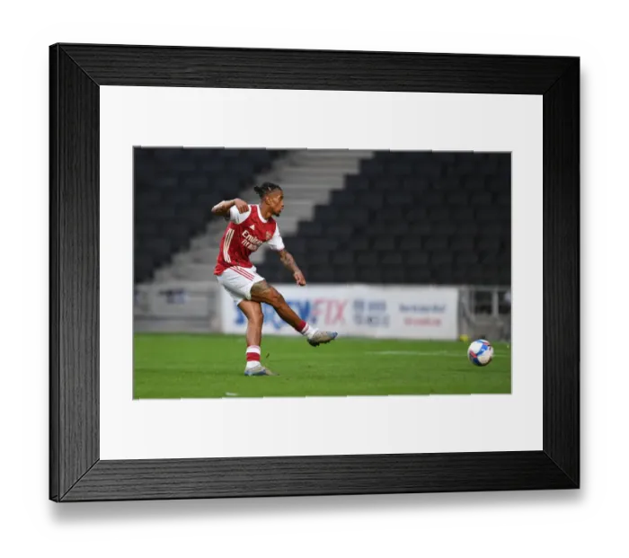 Framed Print : Arsenal's Reiss Nelson Scores Penalty in Pre-Season Victory over MK Dons Framed Print : Arsenal's Reiss Nelson Scores Penalty in Pre-Season Victory over MK Dons