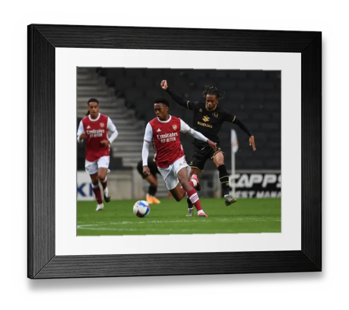 Framed Print : Arsenal's Joe Willock Scores Past MK Dons in Pre-Season Friendly