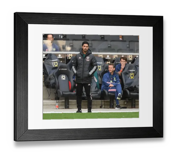 Framed Print : Mikel Arteta Leads Arsenal in Pre-Season Friendly against MK Dons