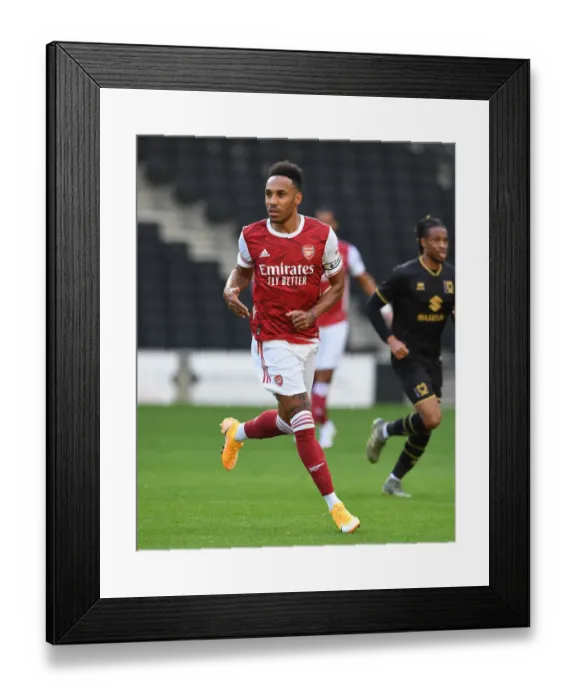 Framed Print : Arsenal's Aubameyang Shines in Pre-Season Victory over MK Dons Framed Print : Arsenal's Aubameyang Shines in Pre-Season Victory over MK Dons