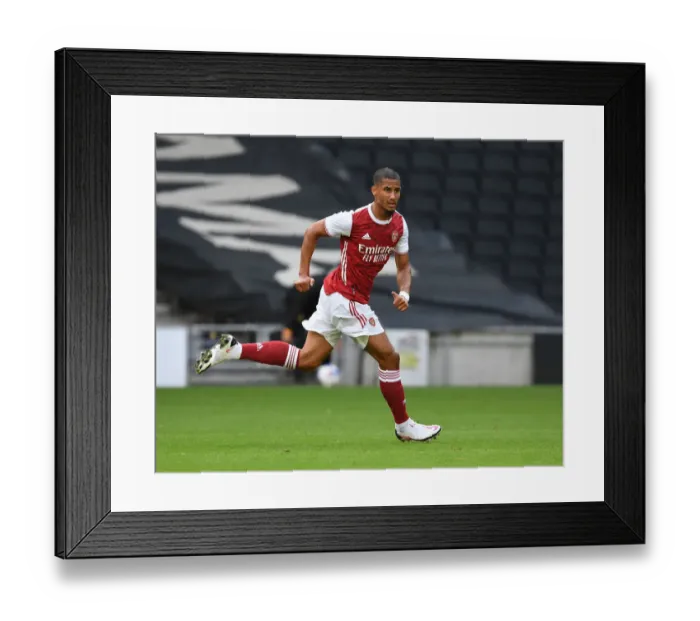 Framed Print : William Saliba's Standout Performance: Arsenal's Pre-Season Victory over MK Dons