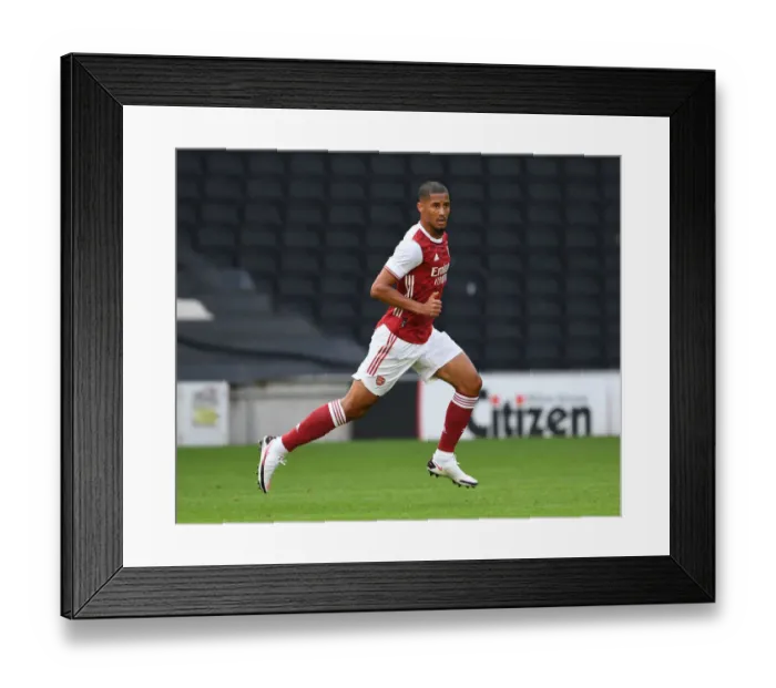 Framed Print : William Saliba's Standout Performance: Arsenal's Pre-Season Victory over MK Dons