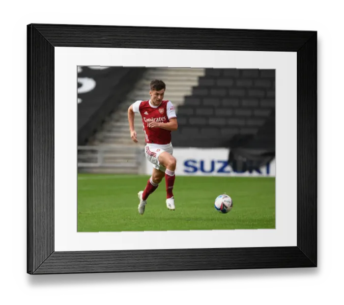 Framed Print : Arsenal's Kieran Tierney Shines in Pre-Season: MK Dons Showdown