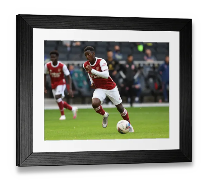 Framed Print : Arsenal's Eddie Nketiah in Action: MK Dons vs Arsenal (2020-21)