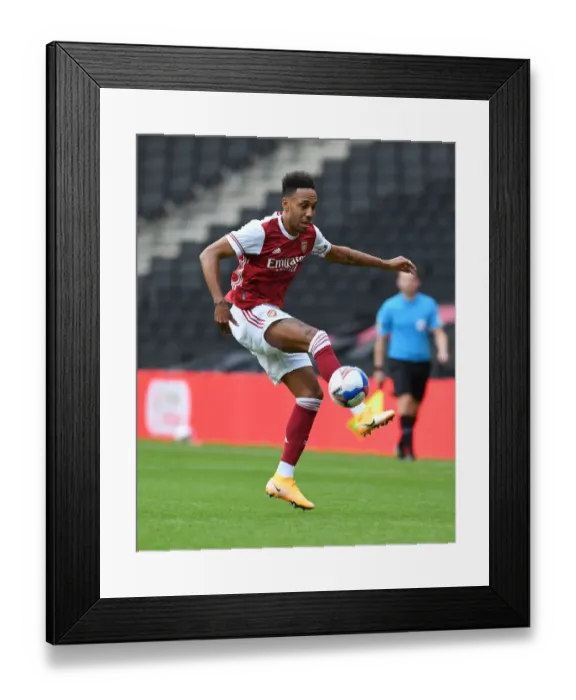 Framed Print : Arsenal's Aubameyang Scores in MK Dons Pre-Season Win