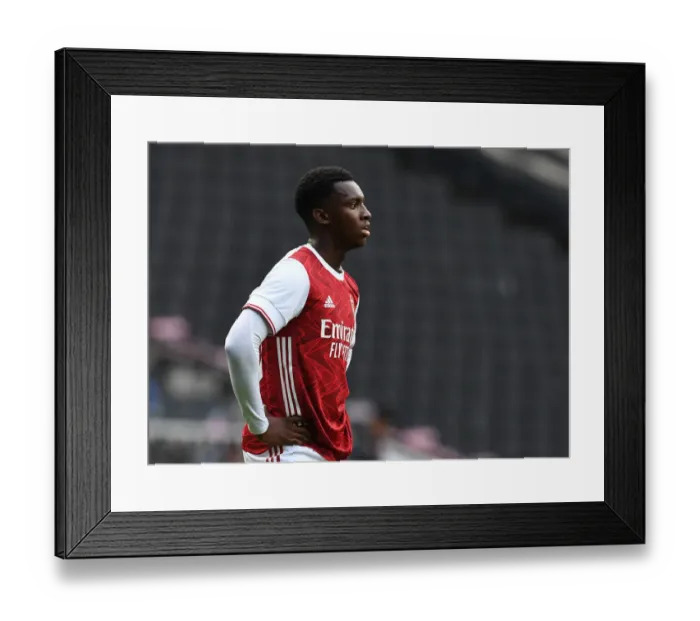 Framed Print : Arsenal's Eddie Nketiah Shines in Pre-Season: MK Dons vs Arsenal (2020-21)