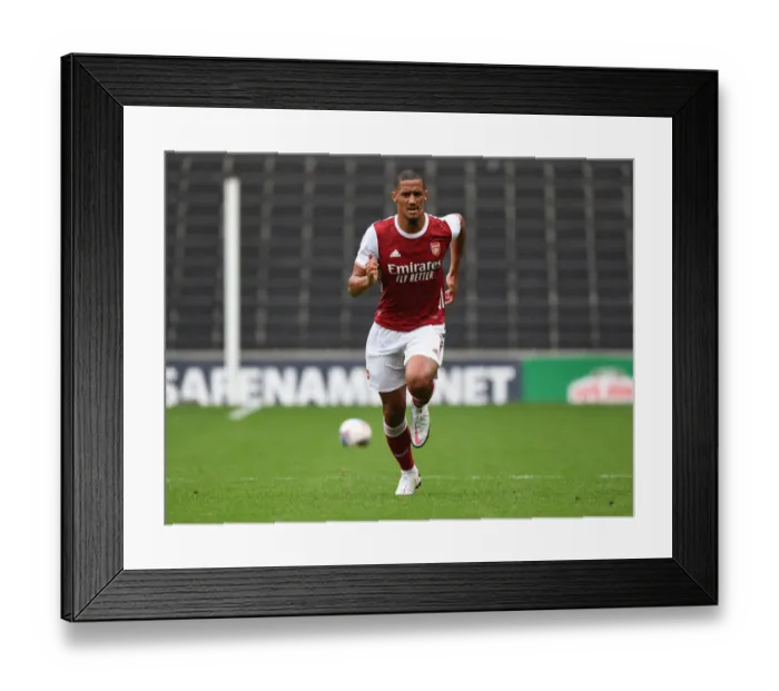 Framed Print : William Saliba's Debut Shines: Arsenal's Pre-Season Victory over MK Dons