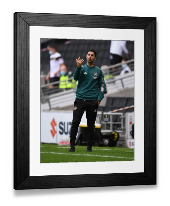 Framed Print : Mikel Arteta Leads Arsenal in Pre-Season Clash against MK Dons, 2020