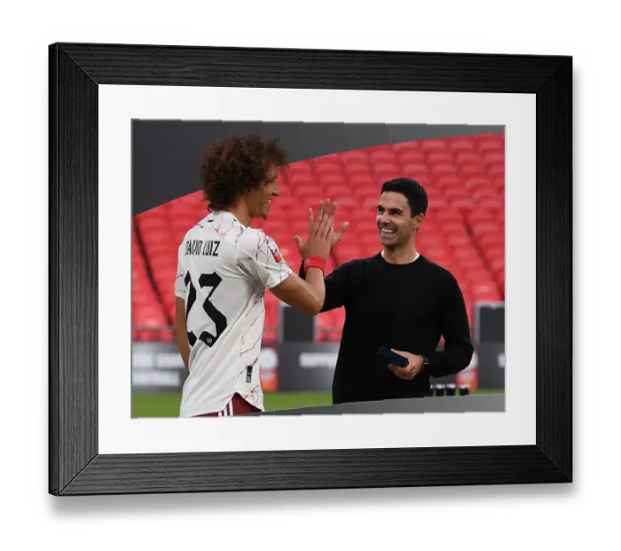 Framed Print : Arsenal's Victory Celebration: Mikel Arteta and David Luiz Embrace after FA Community Shield Win over Liverpool Framed Print : Arsenal's Victory Celebration: Mikel Arteta and David Luiz Embrace after FA Community Shield Win over Liverpool