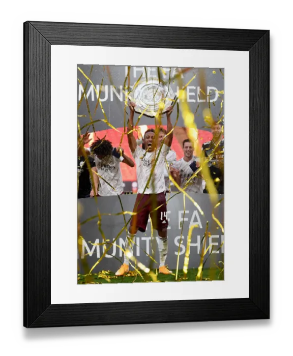Framed Print : Arsenal's Aubameyang Lifts FA Community Shield after Victory over Liverpool Framed Print : Arsenal's Aubameyang Lifts FA Community Shield after Victory over Liverpool