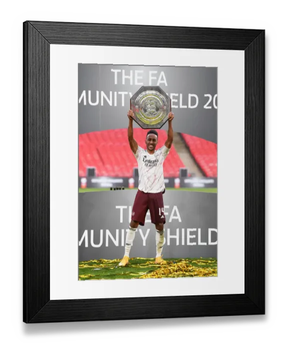 Framed Print : Arsenal's Aubameyang Lifts FA Community Shield after Victory over Liverpool Framed Print : Arsenal's Aubameyang Lifts FA Community Shield after Victory over Liverpool