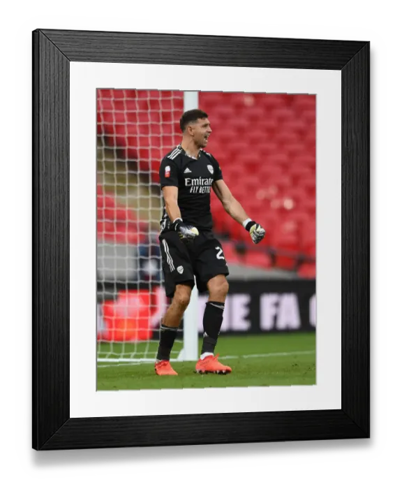 Framed Print : Emi Martinez's Triumph: Savoring Liverpool's Penalty Woes at FA Community Shield Framed Print : Emi Martinez's Triumph: Savoring Liverpool's Penalty Woes at FA Community Shield