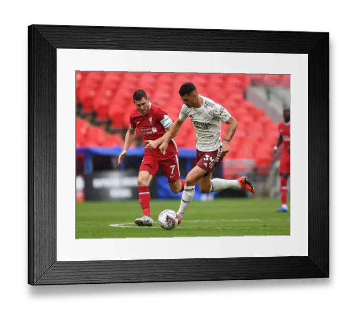 Framed Print : Granit Xhaka: Arsenal Star in Action against Liverpool - FA Community Shield 2020-21