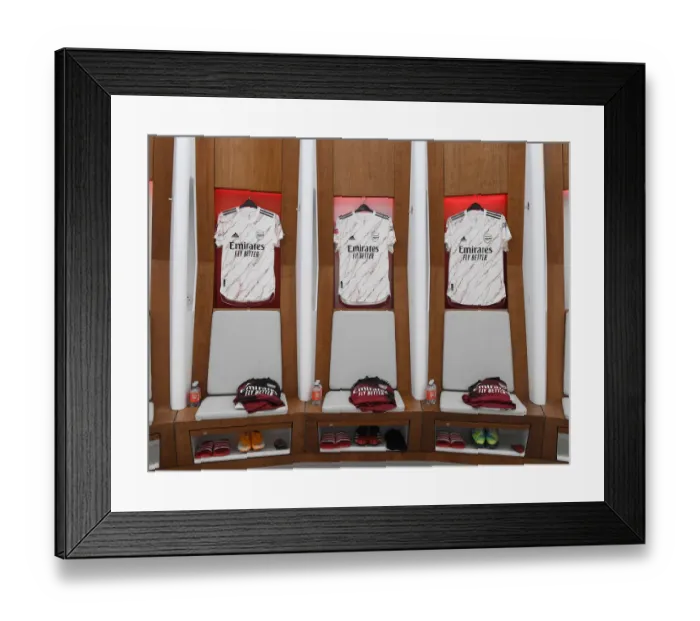 Framed Print : Arsenal Changing Room Before FA Community Shield: Arsenal vs Liverpool, 2020-21