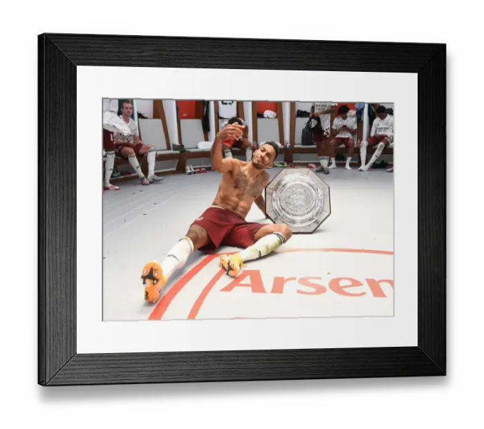 Framed Print : Arsenal's Aubameyang Lifts FA Community Shield after Victory over Liverpool