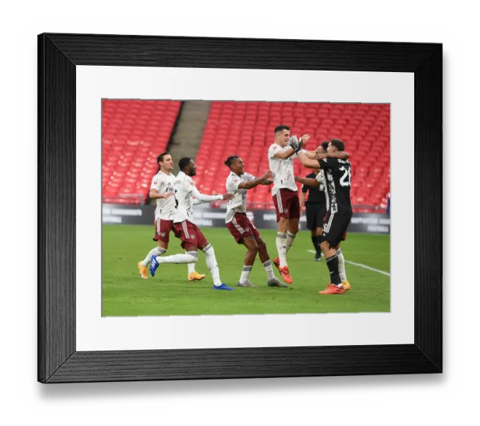 Framed Print : Arsenal Victory: FA Community Shield Champions 2020-21 - Arsenal Players Celebrate Framed Print : Arsenal Victory: FA Community Shield Champions 2020-21 - Arsenal Players Celebrate