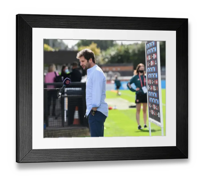 Framed Print : Joe Montemurro Leads Arsenal Women Against Reading in FA WSL Match at Meadow Park Framed Print : Joe Montemurro Leads Arsenal Women Against Reading in FA WSL Match at Meadow Park