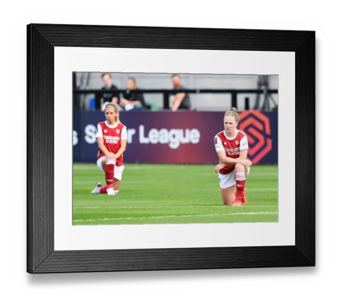 Framed Print : Arsenal's Kim Little Kneels: Arsenal Women vs. Reading Women, FA WSL 2020-21
