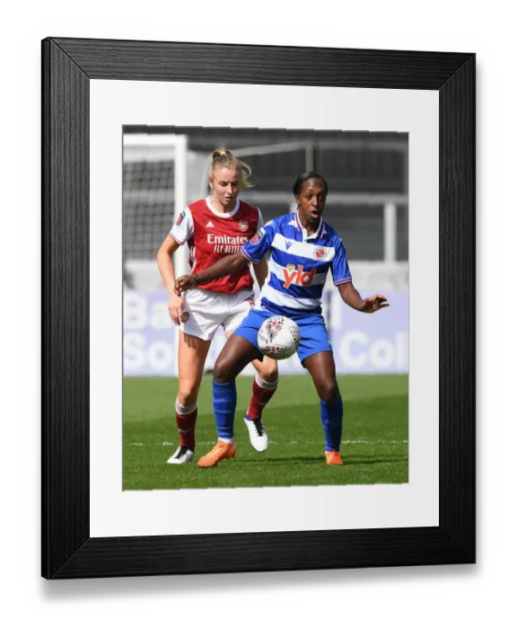 Framed Print : Intense FA WSL Showdown: Leah Williamson Chases Down Danielle Carter for Arsenal Women Against Reading Women Framed Print : Intense FA WSL Showdown: Leah Williamson Chases Down Danielle Carter for Arsenal Women Against Reading Women