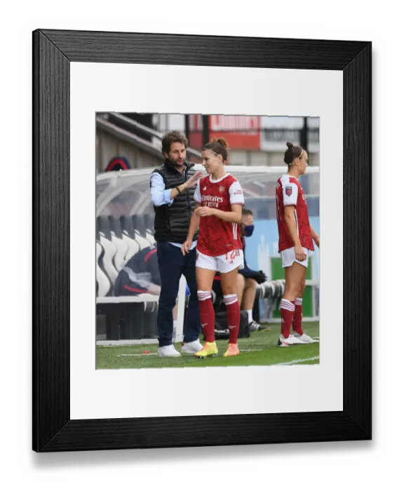 Framed Print : Arsenal Women vs Reading Women: Manager Joe Montemurro Engages with Steph Catley Framed Print : Arsenal Women vs Reading Women: Manager Joe Montemurro Engages with Steph Catley