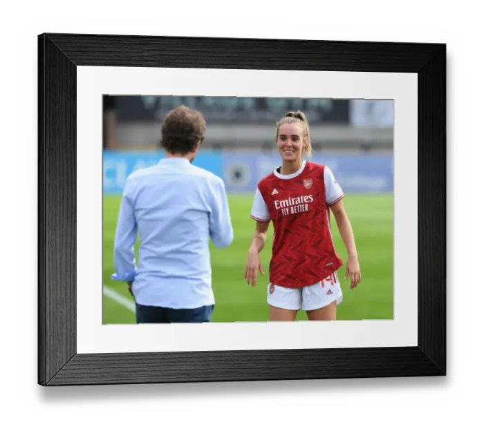 Framed Print : Arsenal Women's Team: Manager Joe Montemurro and Jill Roord Share a Light-Hearted Moment during Arsenal Women v Reading Women Match (2020-21) Framed Print : Arsenal Women's Team: Manager Joe Montemurro and Jill Roord Share a Light-Hearted Moment during Arsenal Women v Reading Women Match (2020-21)