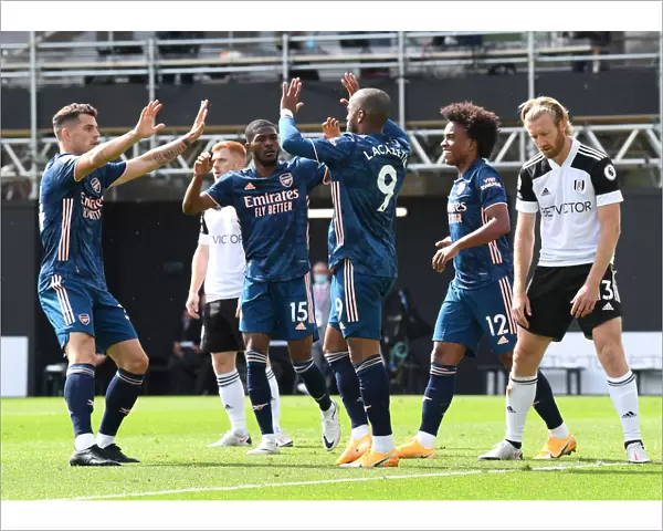 Alexandre Lacazette's Goal Celebration with Xhaka and Willian: Fulham vs. Arsenal, Premier League 2020-21