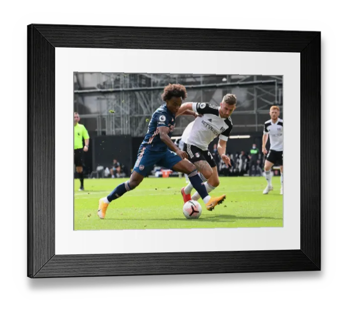 Framed Print : Willian vs Joe Bryan: Fulham vs Arsenal, Premier League Showdown (2020-21)