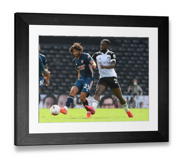 Framed Print : Fulham vs Arsenal: Elneny Evades Onomah at Craven Cottage (Premier League 2020-21)