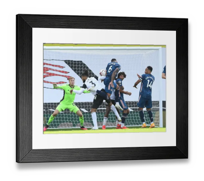 Framed Print : Gabriel Magalhaes Scores Arsenal's Second Goal: Fulham vs Arsenal, Premier League 2020-21