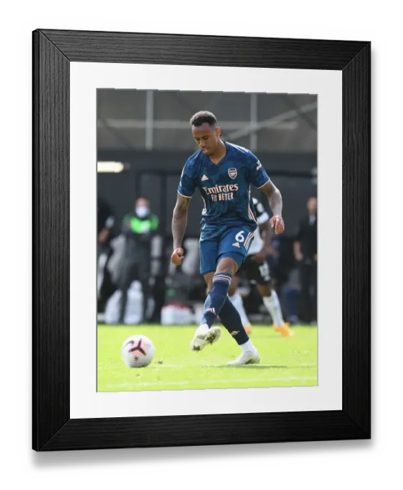 Framed Print : Gabriel Magalhaes in Action: Fulham vs Arsenal, Premier League 2020-21