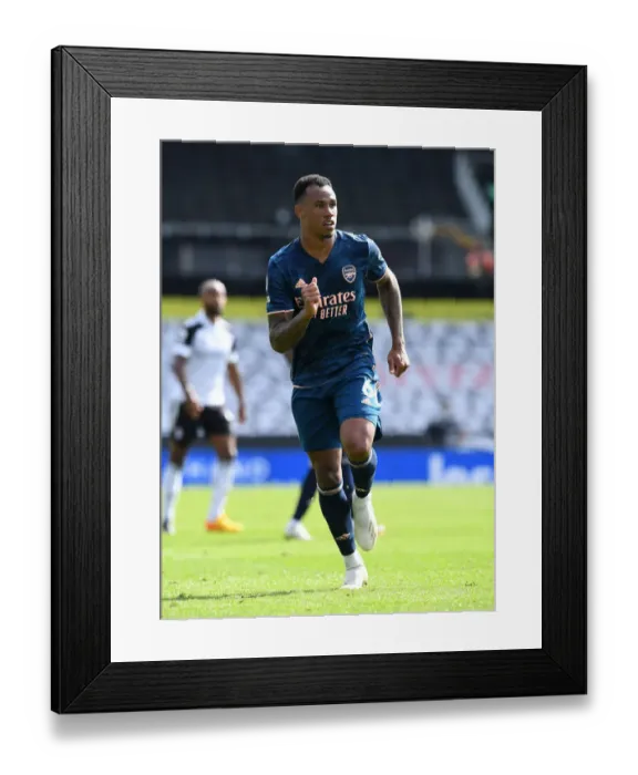 Framed Print : Gabriel Magalhaes in Action: Fulham vs Arsenal, Premier League 2020-21