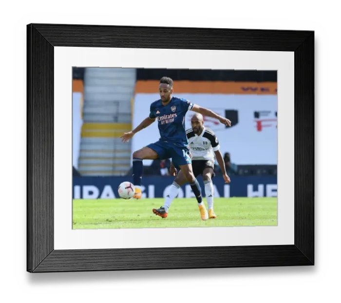 Framed Print : Aubameyang vs Odoi: Intense Battle at Craven Cottage - Fulham vs Arsenal, 2020-21 Premier League
