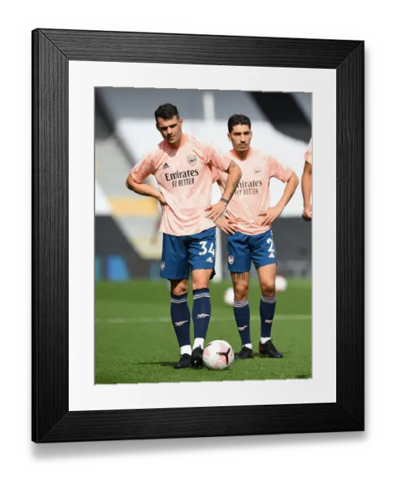 Framed Print : Arsenal Players Granit Xhaka and Hector Bellerin Before Fulham Match, 2020-21 Premier League
