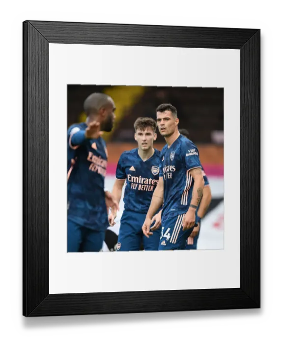 Framed Print : Arsenal's Tierney and Xhaka in Action against Fulham (2020-21)