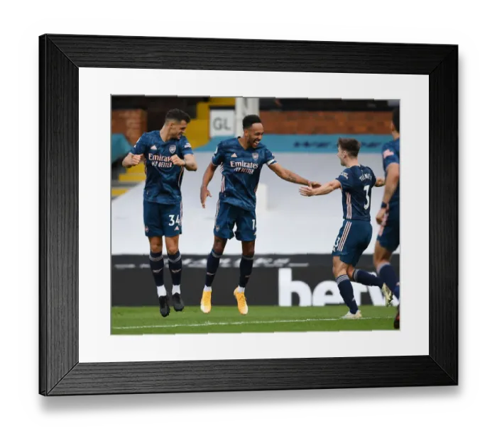 Framed Print : Aubameyang's Hat-Trick: Arsenal Cruise Past Fulham in Premier League Framed Print : Aubameyang's Hat-Trick: Arsenal Cruise Past Fulham in Premier League