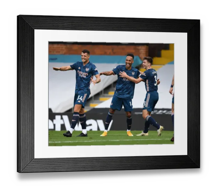 Framed Print : Aubameyang's Hat-Trick: Arsenal Thrash Fulham in Premier League