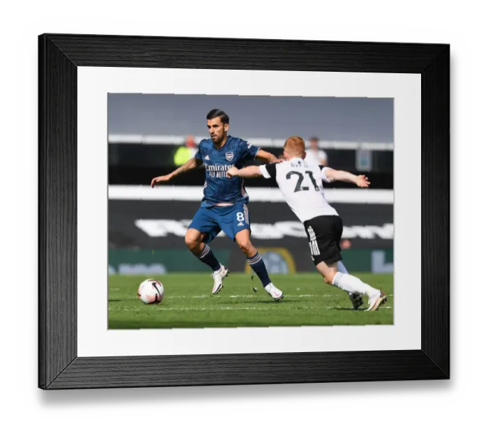 Framed Print : Dani Ceballos vs Harrison Reed: Clash at Craven Cottage - Fulham vs Arsenal, Premier League 2020-21