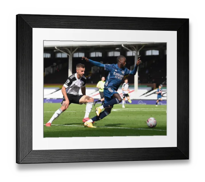 Framed Print : Pepe vs Bryan: Fulham vs Arsenal, Premier League 2020-21