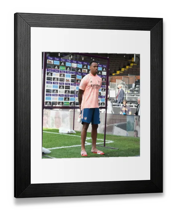 Framed Print : Gabriel Speaks Out: Arsenal's Defender Post-Match at Fulham's Craven Cottage (Premier League 2020-21)