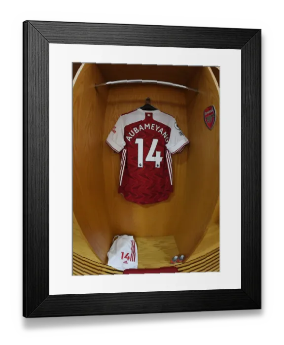 Framed Print : Arsenal: Aubameyang's Emirates Jersey in the Changing Room (Arsenal v West Ham United, 2020-21) Framed Print : Arsenal: Aubameyang's Emirates Jersey in the Changing Room (Arsenal v West Ham United, 2020-21)