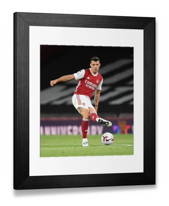 Framed Print : Granit Xhaka: In Action for Arsenal Against West Ham United, Premier League 2020-21