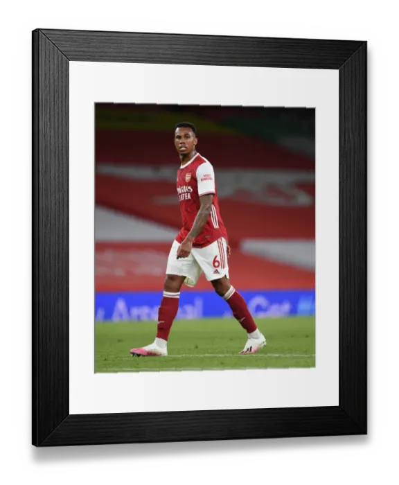 Framed Print : Gabriel Faces Off: Arsenal vs. West Ham Premier League Clash