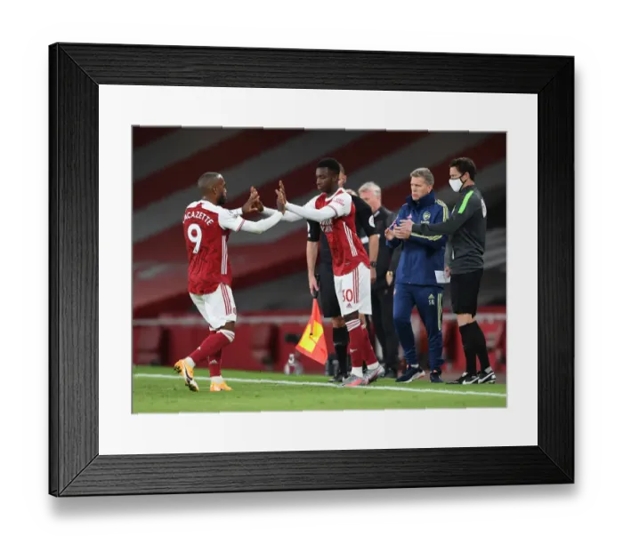 Framed Print : Arsenal Substitute Eddie Nketiah Replaces Alex Lacazette Against West Ham United (2020-21)