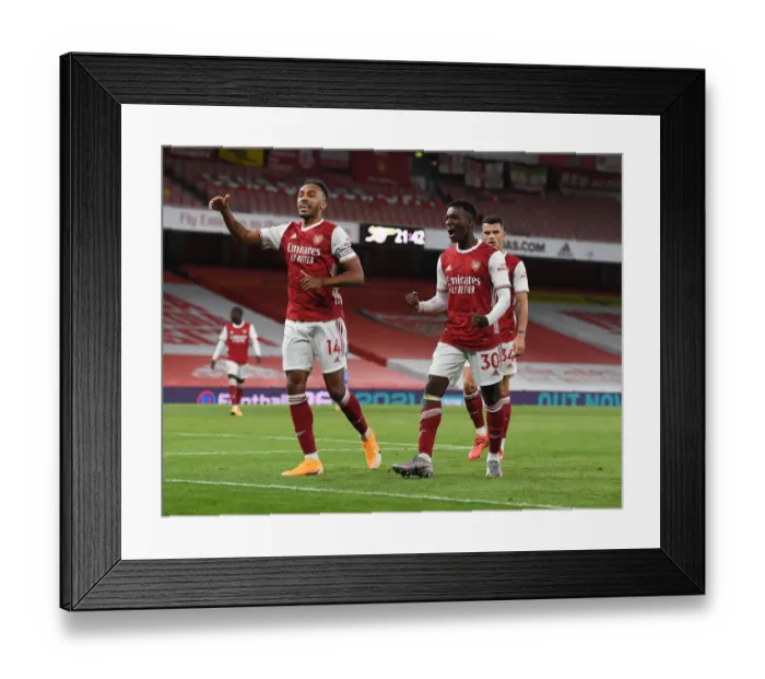 Framed Print : Arsenal's Aubameyang and Nketiah Celebrate Goals Against West Ham in 2020-21 Premier League Framed Print : Arsenal's Aubameyang and Nketiah Celebrate Goals Against West Ham in 2020-21 Premier League