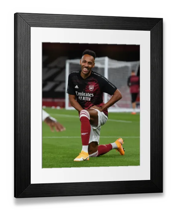 Framed Print : Arsenal's Aubameyang Gears Up: Arsenal v West Ham United, Premier League 2020-21